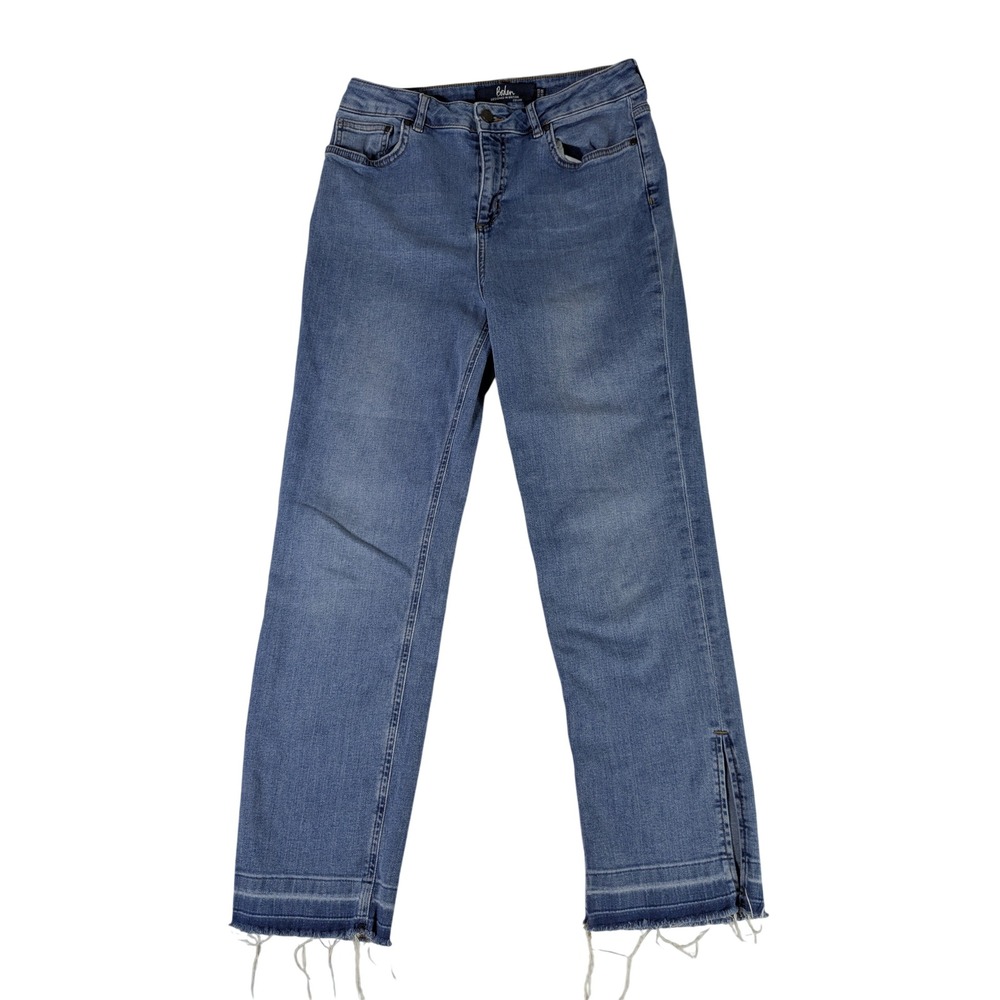 Boden The Salisbury Side Split Jeans Light Wash Blue Raw Hem Straight Leg US 8R